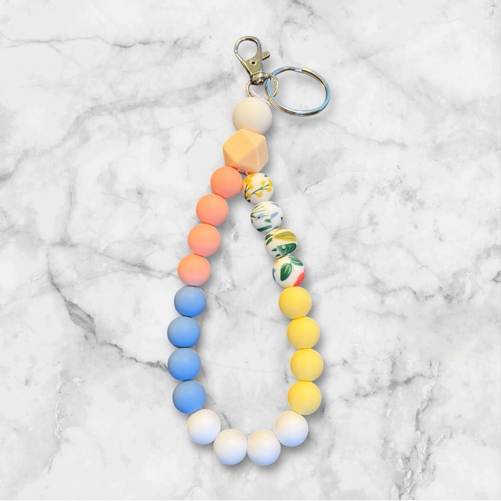Floral Silicone Bead Keychain